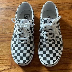 Womens black and white checkered laced vans